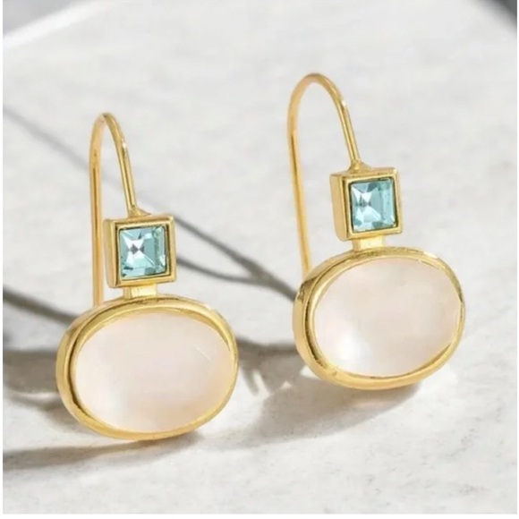 Jewelry - Bohemian Boho Aquamarine Moonstone Gemstone Hoop Earrings for Women – Elegant